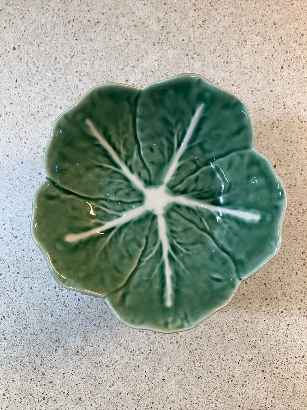Green Cabbage Leaf Ceramic Dish
